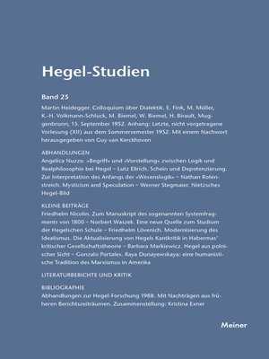 cover image of Hegel-Studien Band 25